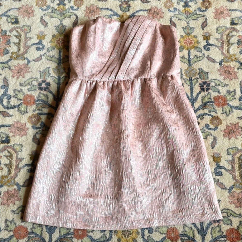 Tulle Pink Metallic Mini Cocktail Dress Women's M